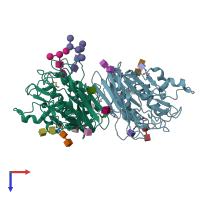 PDB entry 5jif coloured by chain, top view.