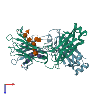 PDB entry 5jih coloured by chain, top view.