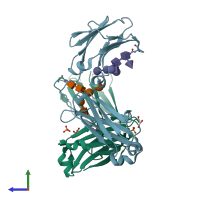 PDB entry 5jii coloured by chain, side view.