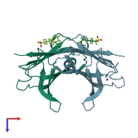 PDB entry 5jim coloured by chain, top view.