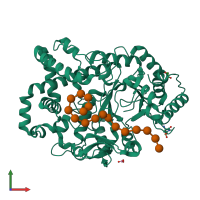 PDB entry 5jiw coloured by chain, front view.