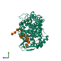 PDB entry 5jiw coloured by chain, side view.