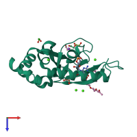 PDB entry 5jix coloured by chain, top view.