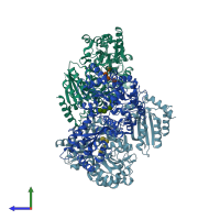 PDB entry 5jj4 coloured by chain, side view.