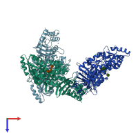 PDB entry 5jj4 coloured by chain, top view.