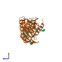 PDB entry 5jjd coloured by chain, side view.