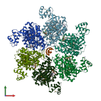 PDB entry 5jji coloured by chain, front view.