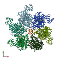 PDB entry 5jjk coloured by chain, front view.