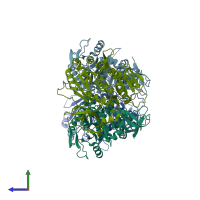 PDB entry 5jjp coloured by chain, side view.