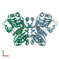 PDB entry 5jju coloured by chain, front view.