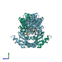 PDB entry 5jju coloured by chain, side view.