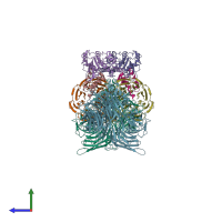 PDB entry 5jk7 coloured by chain, side view.