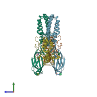 PDB entry 5jke coloured by chain, side view.