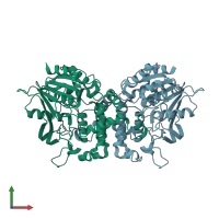 PDB entry 5jkf coloured by chain, front view.