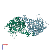 PDB entry 5jkf coloured by chain, top view.