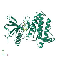 PDB entry 5jkg coloured by chain, front view.