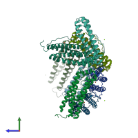 PDB entry 5jkk coloured by chain, side view.