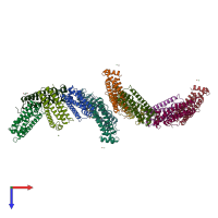 PDB entry 5jkl coloured by chain, top view.