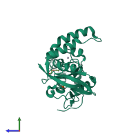 PDB entry 5jkn coloured by chain, side view.