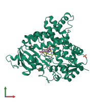 PDB entry 5jkv coloured by chain, front view.