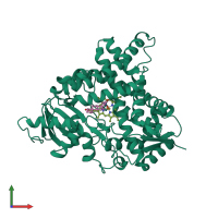 PDB entry 5jkw coloured by chain, front view.