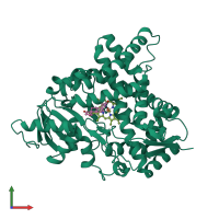 PDB entry 5jl7 coloured by chain, front view.