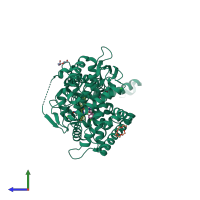 PDB entry 5jlc coloured by chain, side view.