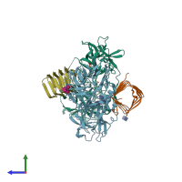 PDB entry 5jlv coloured by chain, side view.