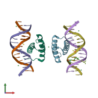 PDB entry 5jlw coloured by chain, front view.