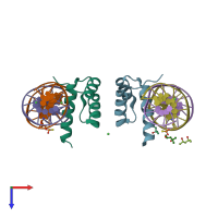 PDB entry 5jlw coloured by chain, top view.