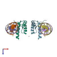 PDB entry 5jlx coloured by chain, top view.