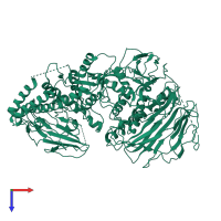 PDB entry 5jm0 coloured by chain, top view.