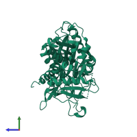 PDB entry 5jm9 coloured by chain, side view.