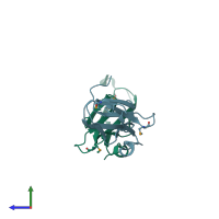 PDB entry 5jmb coloured by chain, side view.