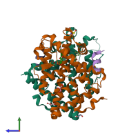 PDB entry 5jmm coloured by chain, side view.