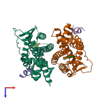 PDB entry 5jmm coloured by chain, top view.