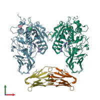 PDB entry 5jmo coloured by chain, front view.