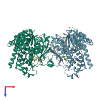 PDB entry 5jmp coloured by chain, top view.