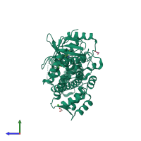 PDB entry 5jms coloured by chain, side view.