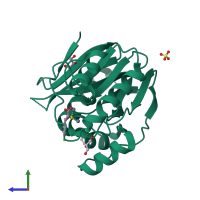 PDB entry 5jmx coloured by chain, side view.