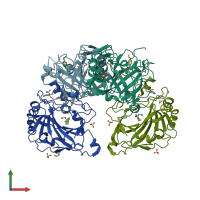 PDB entry 5jn9 coloured by chain, front view.