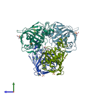 PDB entry 5jn9 coloured by chain, side view.