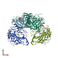 PDB entry 5jna coloured by chain, front view.