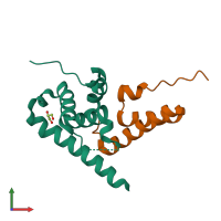 PDB entry 5jno coloured by chain, front view.