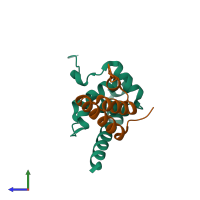 PDB entry 5jno coloured by chain, side view.