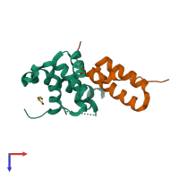 PDB entry 5jno coloured by chain, top view.