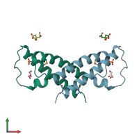 PDB entry 5jnp coloured by chain, front view.