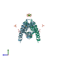 PDB entry 5jnp coloured by chain, side view.