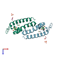 PDB entry 5jnp coloured by chain, top view.