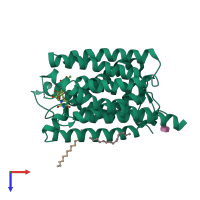 PDB entry 5jnq coloured by chain, top view.